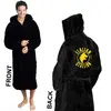 comfortable plush black cotton hooded terry robes with embroidery wholesale custom bath robes with hood for man