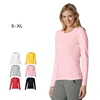 Blank plain colorful 100% cotton 180gsm eco-friendly O-neck long sleeve women custom t shirts