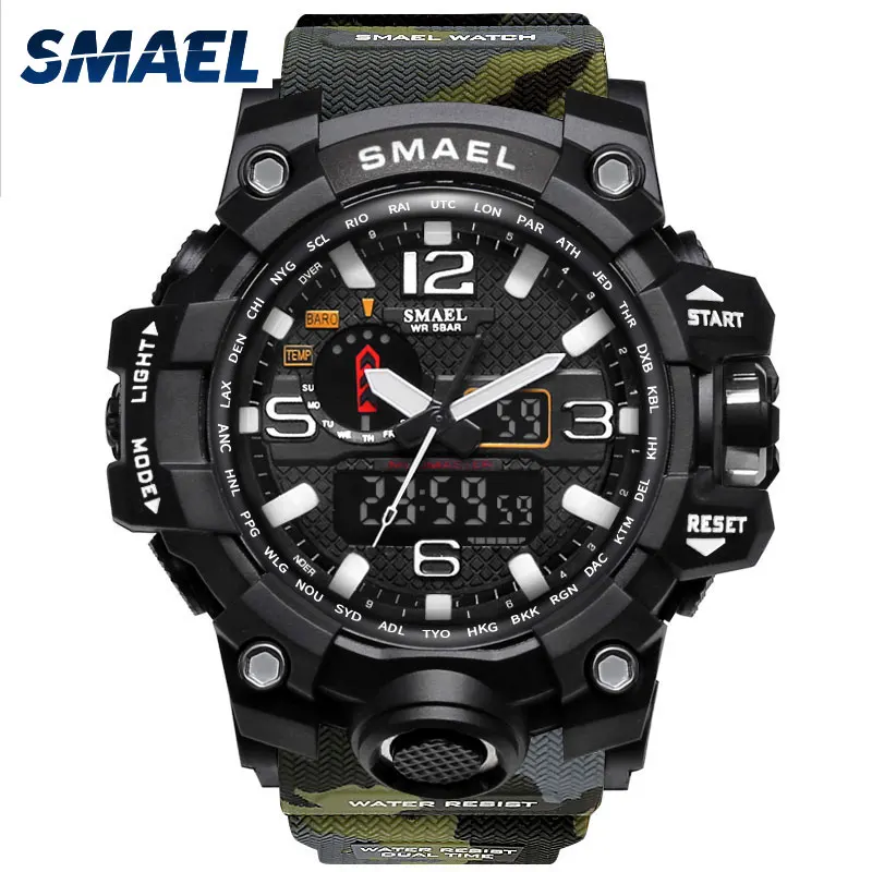 Mens Choice Camouflage Silicone Strap Army Chronograph Diver Dual Sport Swimming Watch Import China Relojes Smael 1545, 5 colors
Mens Choice Camouflage Silicone Strap Army Chronograph Diver Dual Sport Swimming Watch Import China Relojes Smael 1545, 5 colors