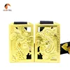 Valentine'Day Dragon Phoenix Combination Virtual Running 24k Gold Plated 3D Casting Sculpture Hollow Carving Couple Medallion