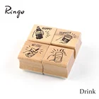 Cardlover 4pc wood rubber log wood original design stamps set