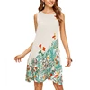 Custom Floral Round Collar Print Slim Sleeveless Tank Top A-line Dress Casual Ladies Summer clothes Latest Woman Dress