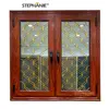 New design picture wooden colour tempered glass casement window with low price