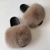Custom logo Women the largest fox Fur Slides ladies Slippers indoor outdoor Real Fox Fur Slides Genuine Fur Slide Sandals