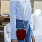 Polygonal Metal Rod handbag wild velvet chain women's bag crossbody bag for women