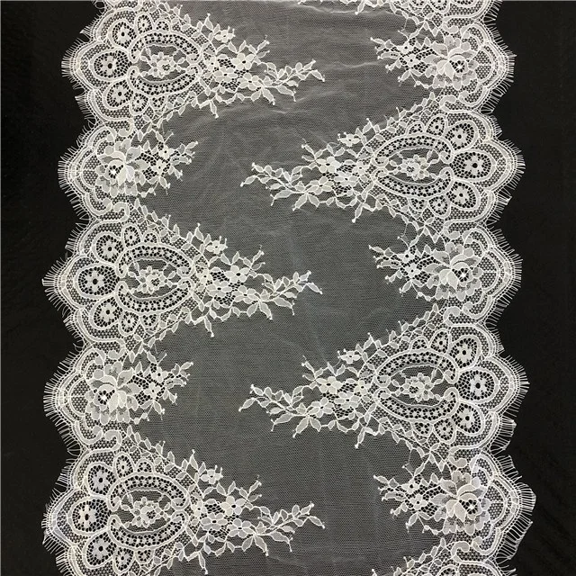 Bridal lace trim white cotton eyelash french lace trim 42cm wide 
Bridal lace trim white cotton eyelash french lace trim 42cm wide