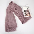 New Style Customized solid color Soft cotton muslim scarf head islamic tassel horizontal silver wire scarf
