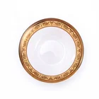 Excellent bone china oval plate with gold rim