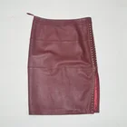 Women's Pocket Zipper Red Long Leather Bodycon Short Skirt