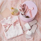 High quality satin slippers silk Kimono robe for Bridesmaid gift wedding favors
