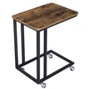 Mobile Snack Table for Coffee Laptop Table Wooden Accent Snake Shape with Metal Frame