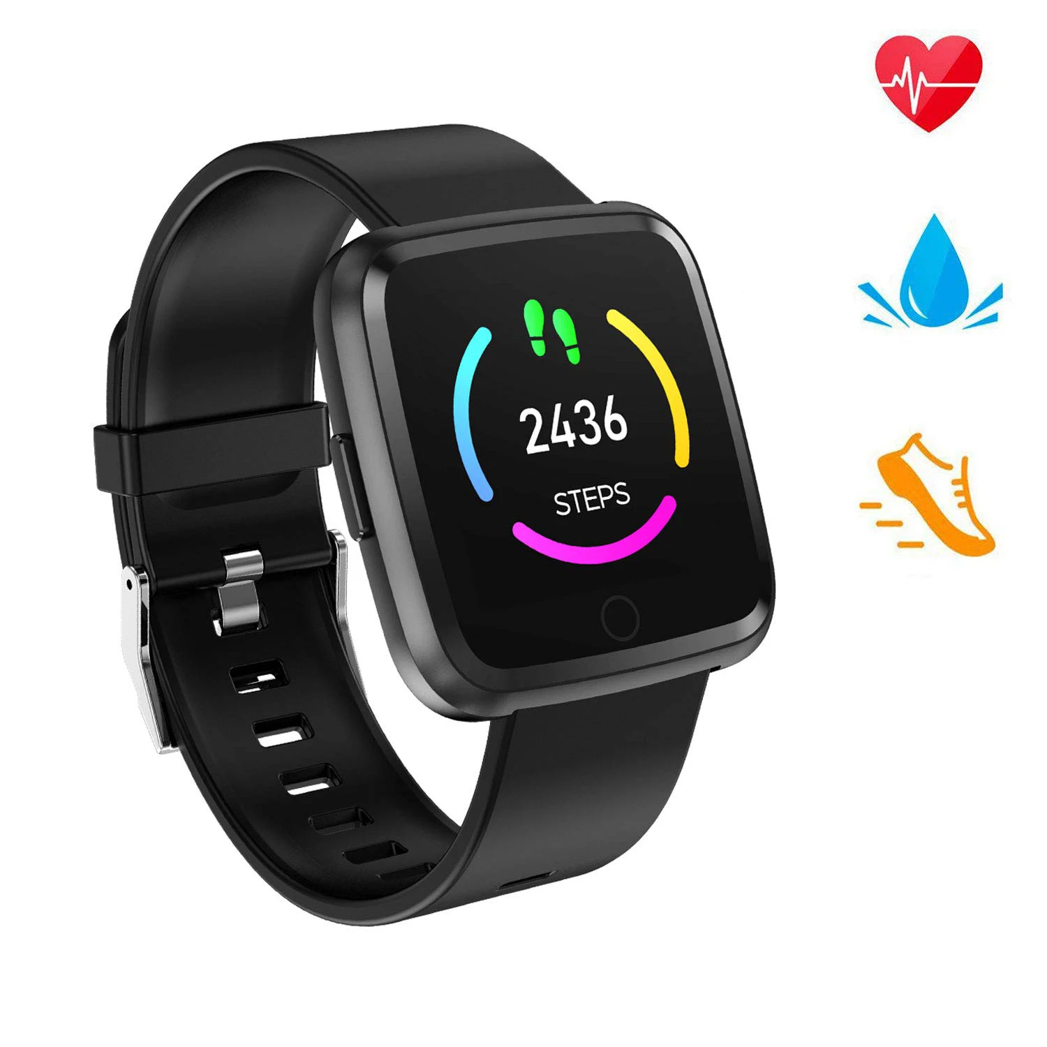 

relogio inteligente ios smart watch, deportivo bluetooth impermeable ip67 resistente al agua reloj inteligente a prueba de agua, Black blue green purple