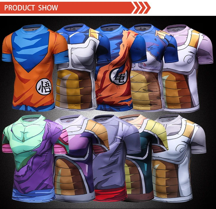 

Dragon Ball Z Camisas 3D Printing Super Saiyan Son Goku Vegeta T-shirts, Customized color
