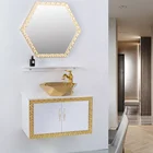 Coloured Single Hole Faucet Ceramic basin 2 doors bathroom cabinet