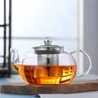 chinese transparent glass teapot set with removable stainless steel infuser