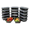 Disposable Single Compartment Meal Prep Rectangle Lunch Box 1250ml Black Food Containers with Lids