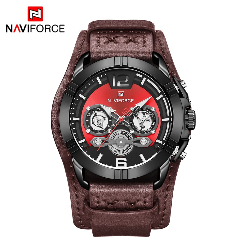 Naviforce 9162 Men's Luxury Watches Day Date 24 Hour Clock Vintage Leather Band Military Quartz Men Wrist Watches relojes hombre
Naviforce 9162 Men's Luxury Watches Day Date 24 Hour Clock Vintage Leather Band Military Quartz Men Wrist Watches relojes hombre