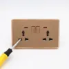 Neon 2 Separated 2 Gang Electrical Wall Light Switch And 2 Gang 3 Pin Wall Socket Outlet