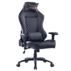Adjustable Armrest Modern Office Racing Chair Black Metal Frame PU Reclining Gaming Chair