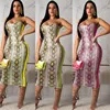 2019 latest hot sell 3colors European night club off shoulder crop top sexy snake skin print bodycon bandage dress