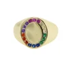 geometric oval engagement ring bezel colorful cz customize engrave name ring