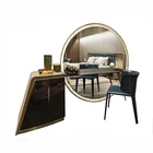 Bed room furniture with round wall mirror makeup dresser