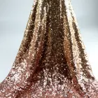 Wholesale Shiny Champagne color Glitter lace fabric sequin fabric for dress