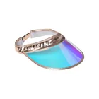 Wholesale Plastic Clear PVC Hologram Hats Uv Protect Leather Sun Visor Cap For Woman