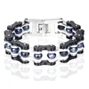 Steel ball and stainless steel blue and black motorcycle bracelet become men's bicycle fashion bracelet