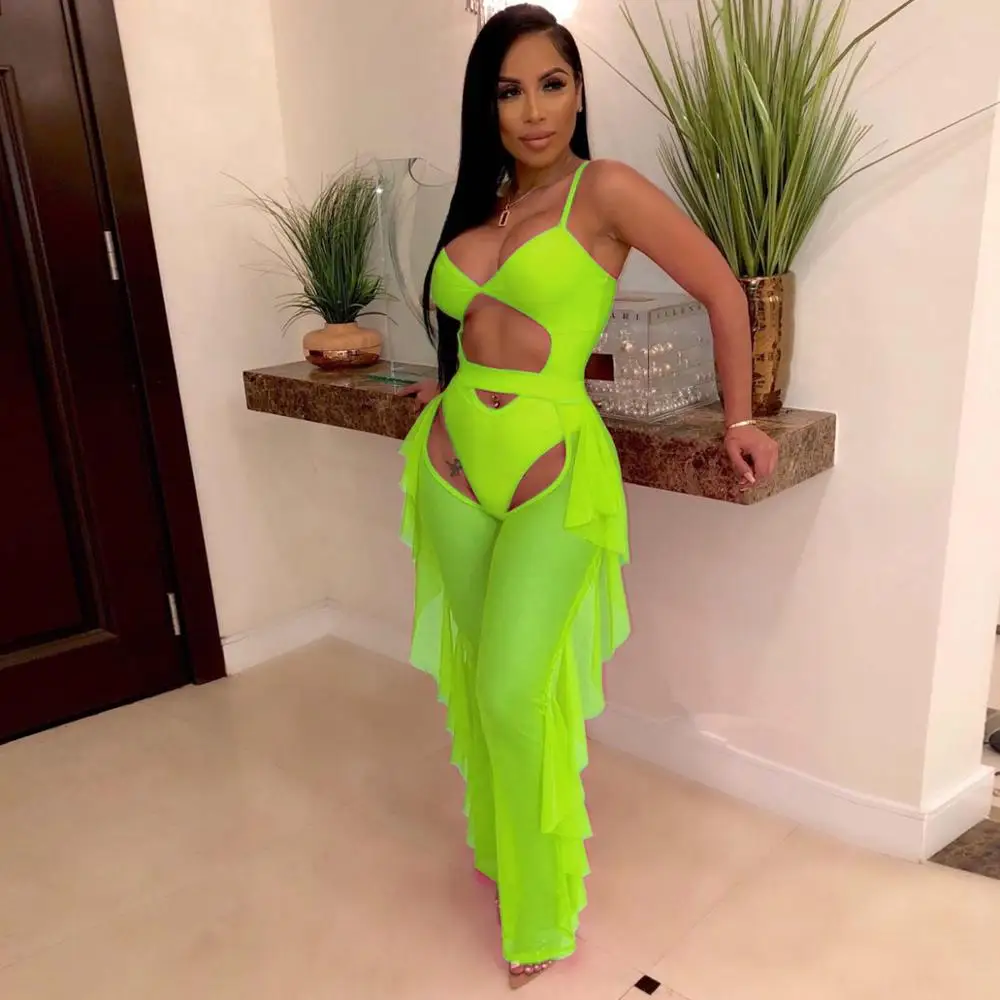 Hot Sale See Through Sheer Mesh 2 Pieces Jumpsuit Outfits, Black, rose, orange, green, blue
Hot Sale See Through Sheer Mesh 2 Pieces Jumpsuit Outfits, Black, rose, orange, green, blue