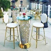 colorful LED light gold high table cocktail bar table for party and wedding