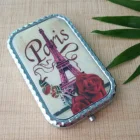 Square makeup cosmetic mirror pocket logo