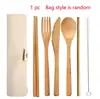 6pcs/set Straw Kitchen Utensil Eco-Friendly Travel With Cloth Bag Reusable Portable Bamboo Cutlery Set Spoon Travel Cutlery Set