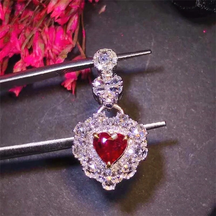 fashion heart design ruby 18k gold color pendant white gold diamond natural ruby heart shape pendant for women, Picture
fashion heart design ruby 18k gold color pendant white gold diamond natural ruby heart shape pendant for women, Picture