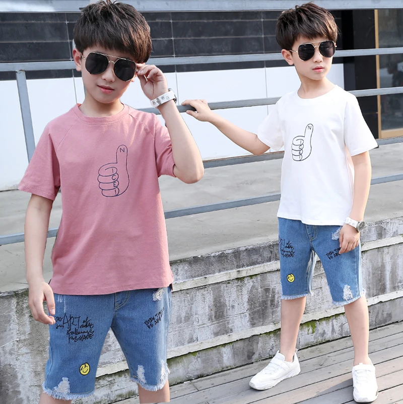 Designer Children Clothes Boy Clothing Sets Two Piece Suit White T-Shirt Jeans Children Kids Short Sets
Designer Children Clothes Boy Clothing Sets Two Piece Suit White T-Shirt Jeans Children Kids Short Sets