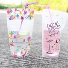 Disposable stand up clear juice milk pouch liquid packaging plastic drink bag with zipper