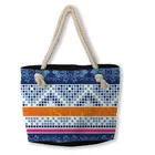 High quality custom logo canvas boho women summer tote beach bag