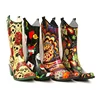 Classic western style cowboy rubber rain boots with design printed waterproof gumboots