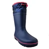 Warm and fashionable blue girls outdoor kids rubber rain boots wholesale