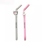 Hot Korean Straw Gel Pen Student Stationery Pvc Animal Expression Ballpoint Pen