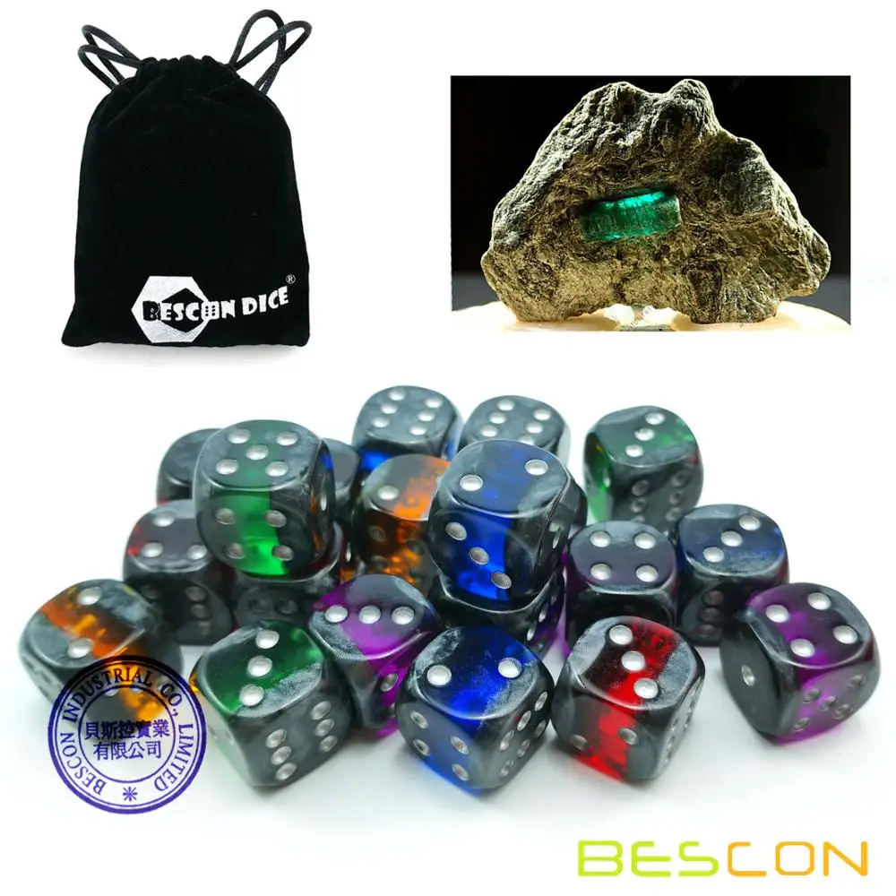 Bescon Mineral Rocks GEM VINES 6 Sides 16MM Dice Set 20 Pack, 5/8 D6 Mineral Rock Dice Set in Assorted Colors
Bescon Mineral Rocks GEM VINES 6 Sides 16MM Dice Set 20 Pack, 5/8 D6 Mineral Rock Dice Set in Assorted Colors
