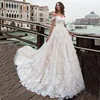Latest Cheap Light Champagne Ivory Lace Wedding Dress