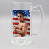 Customized Design Transparent Sublimation 16oz Beer Mug with White Patch