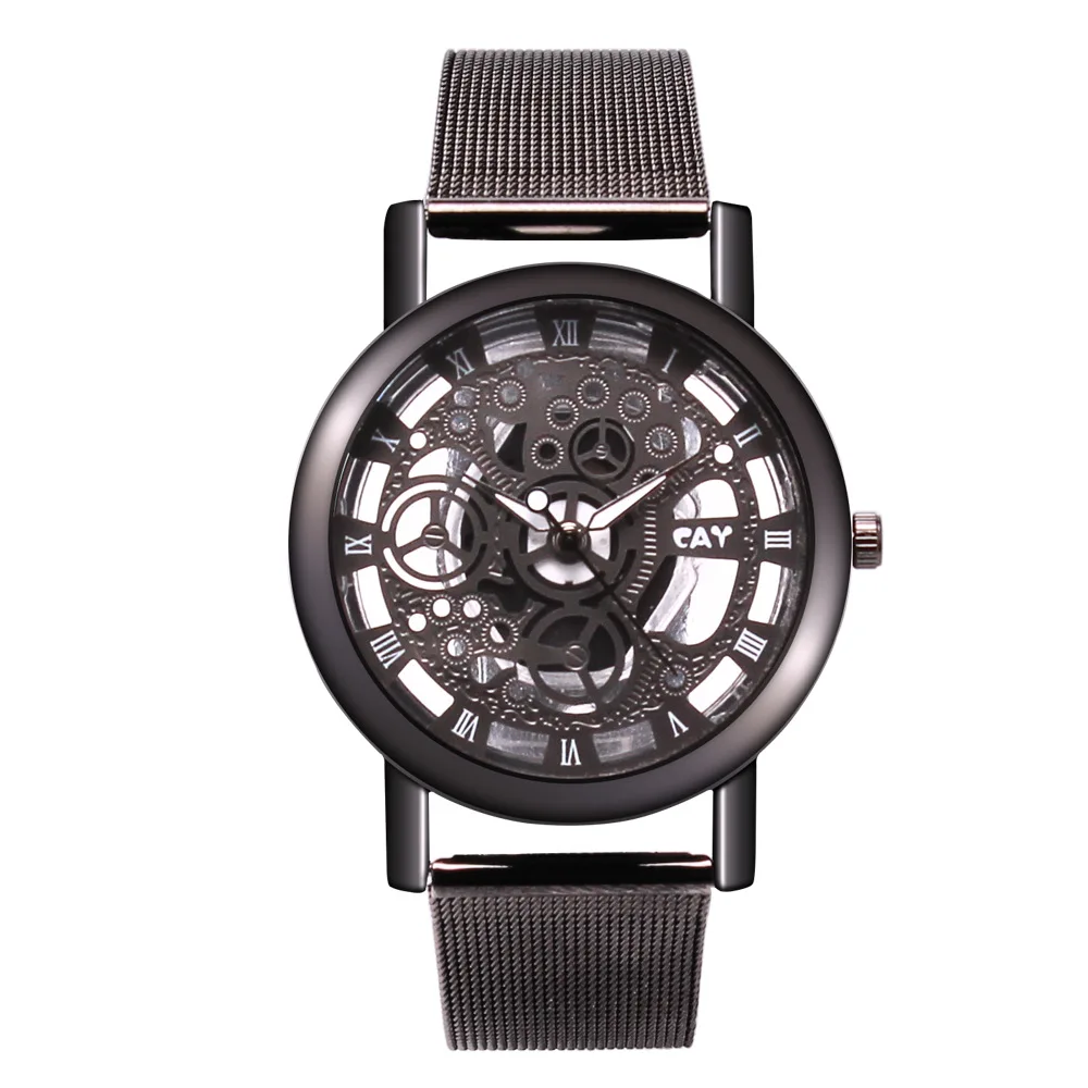 Casual Unisex Wristwatch Classic Metal Mesh Belt Quartz Watches Engraving Hollow Imitation Mechanical Watches (KWT2130), As the picture
Casual Unisex Wristwatch Classic Metal Mesh Belt Quartz Watches Engraving Hollow Imitation Mechanical Watches (KWT2130), As the picture