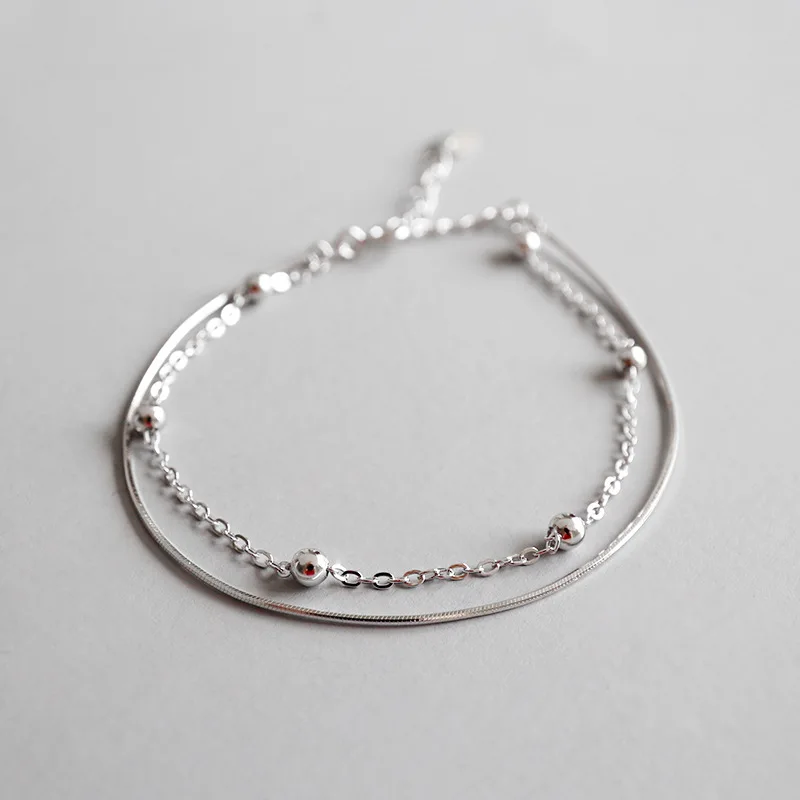 New Arrival S925 Sterling Silver Personality Minimalist Bead Snake Bone Chain Double Layer Sterling Silver Bracelet
New Arrival S925 Sterling Silver Personality Minimalist Bead Snake Bone Chain Double Layer Sterling Silver Bracelet