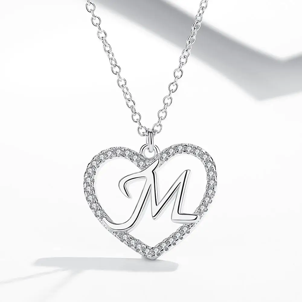 High Quality 925 Sterling Silver Necklace Heart Shape Pendant With M Letter Necklace Fit Fashion Women and Girl Gift
High Quality 925 Sterling Silver Necklace Heart Shape Pendant With M Letter Necklace Fit Fashion Women and Girl Gift