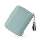 New leather Litchi simple tassel zipper women purse lady wallets card holder