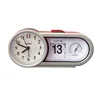 Flip date retro alarm clock with thermometer