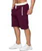 Contrasting colored elastic band drawstring waist zipper closed pocket men's knee length pants beach shorts