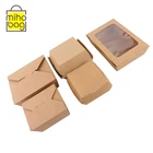 Food Kraft Take Away Box To Be Tear Kraft Paper Food Take-out Salad Vegetables Box